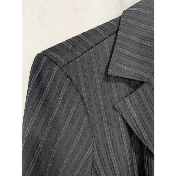 Women's Blazer Size 7/8 Black Pinstriped Hooks Front Tie Belt Long Sleeve Career - Picture 16 of 16